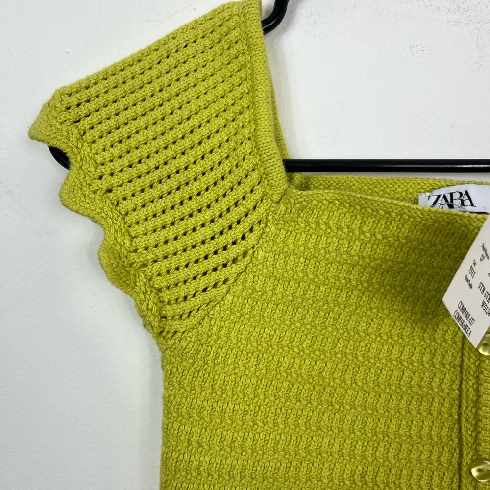 NWT Zara Knit Crotchet Top Lime Green Sz S - Picture 4 of 7